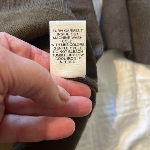 Army green 89th & Madison tunic/sweater silver beading on front Size L - Picture 3 of 9